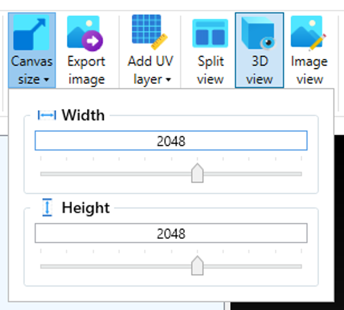 3D Previewer Pro - Adjust canvas size toolbar dropdown